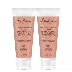 Two SheaMoisture Smoothie Curl Enhancing Cream Thick Curly Hair Coconut Hibiscus